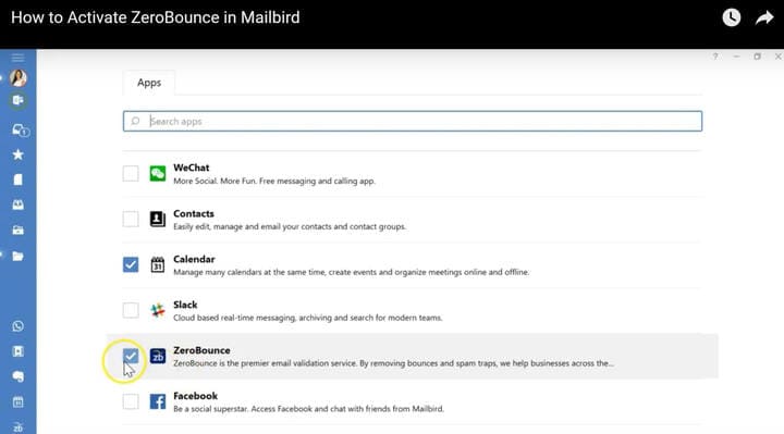 email verification example from ZeroBounce and Mailbird