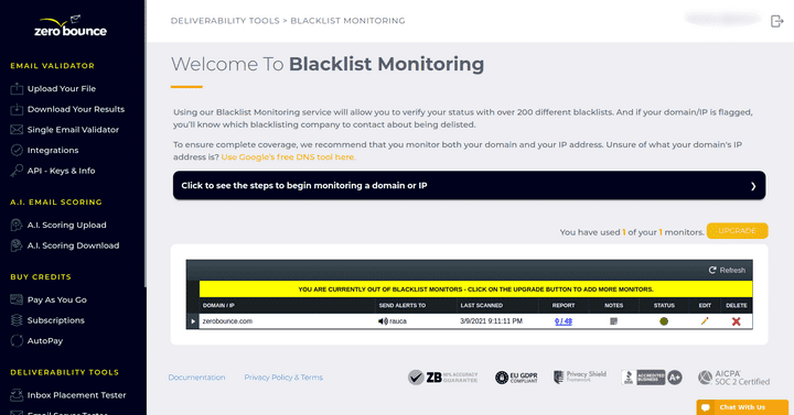 email blacklist monitoring tool