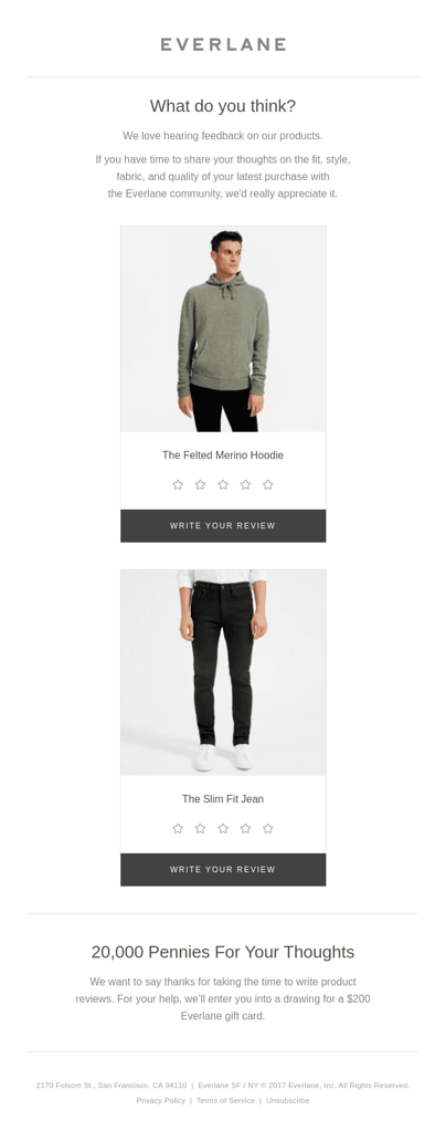 Everlane email campaigns