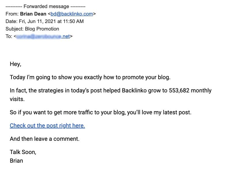 Example of an email, how long should marketing emails be. 