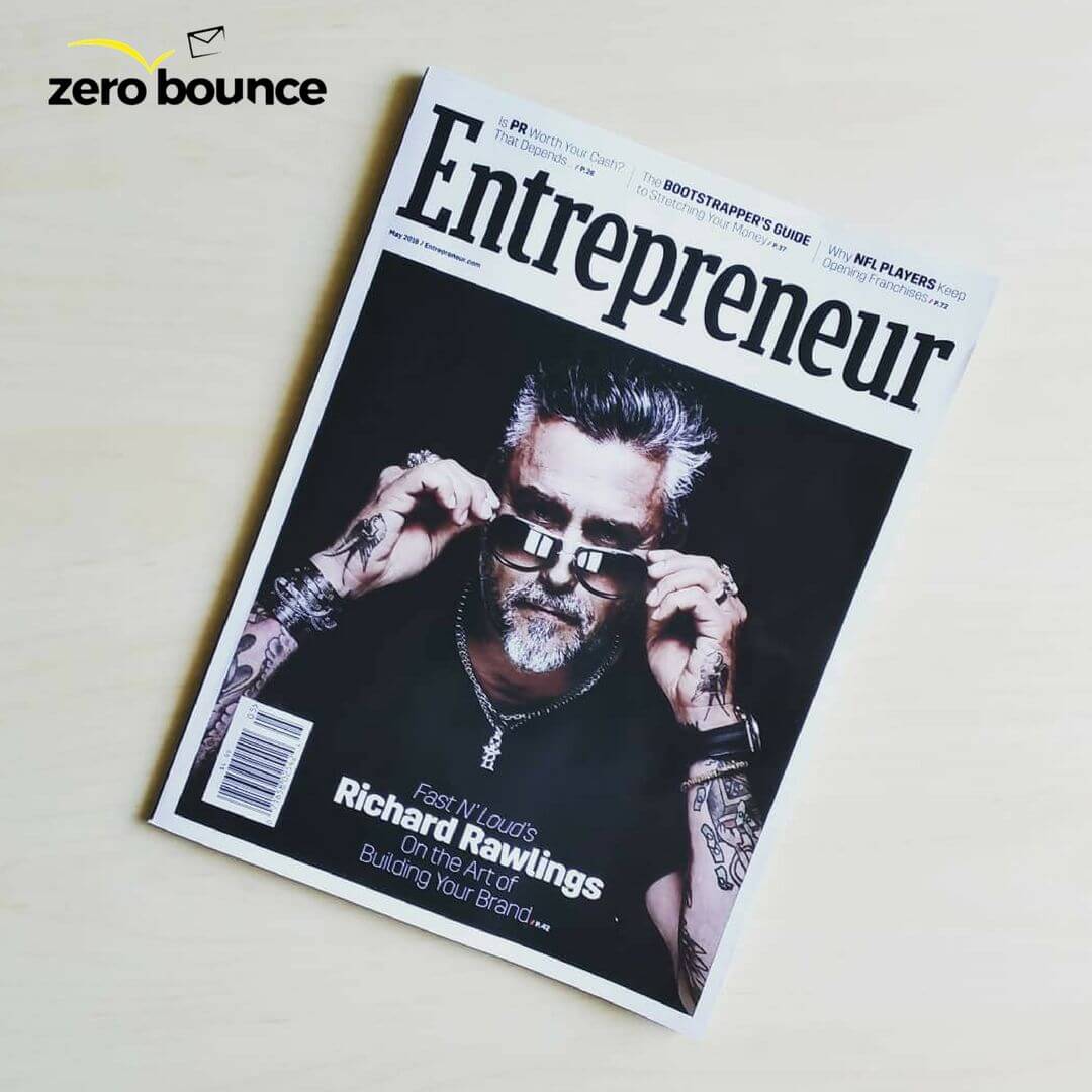 ZeroBounce logo with Entrepreneur magazine cover